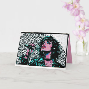 Pop Art Singer Teal Pink Punk Rocker Music Lovers  Card