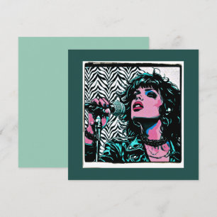 Pop Art Singer Teal Pink Punk Rocker Music Lovers  Card