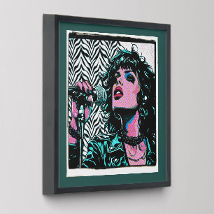 Pop Art Singer Teal Pink Punk Rocker Music Lovers Peel And Stick Photo Tile