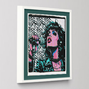 Pop Art Singer Teal Pink Punk Rocker Music Lovers Peel And Stick Photo Tile