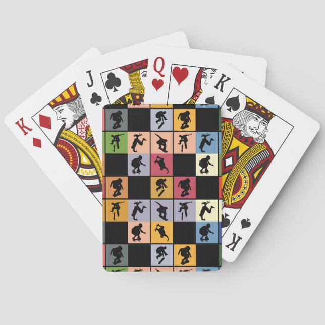 Pop Art Skateboarders Collage Poker Cards (Back)