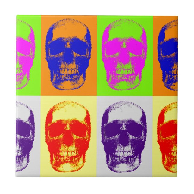 Pop Art Skull Ceramic Tile (Front)