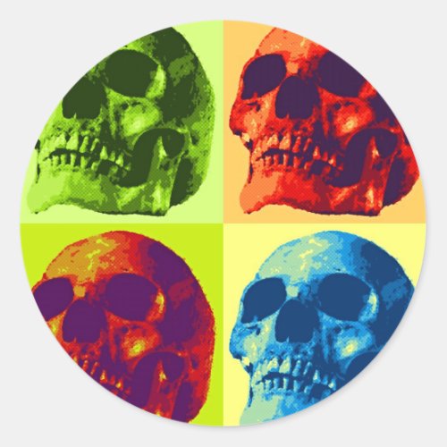 Pop Art Skull Classic Round Sticker
