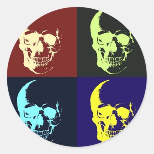 Pop Art Skull Classic Round Sticker