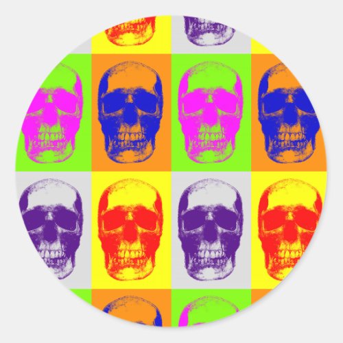 Pop Art Skull Classic Round Sticker