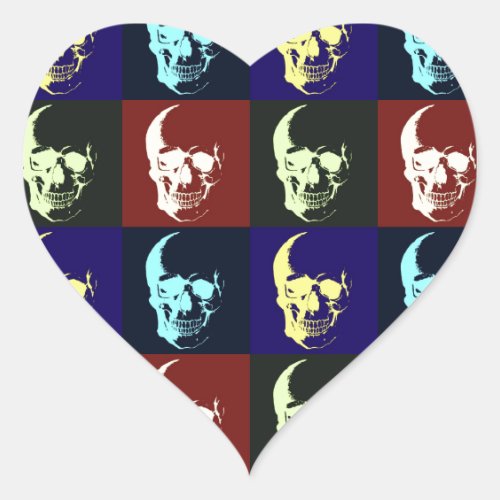 Pop Art Skull Heart Sticker