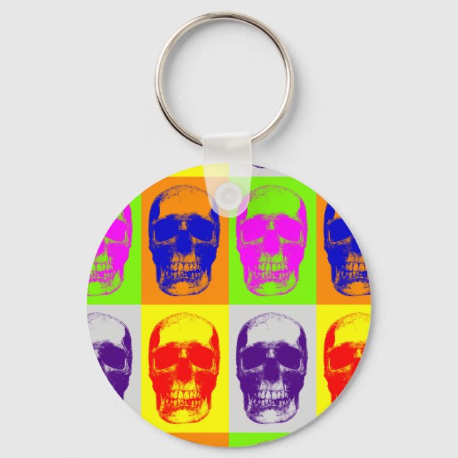 Pop Art Skull Keychain (Front)