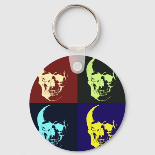 Pop Art Skull Keychain