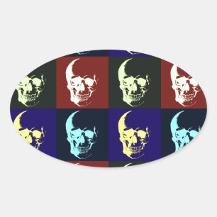 Pop Art Skull Oval Sticker