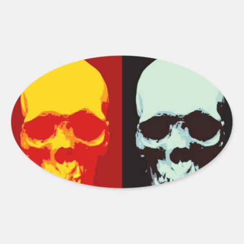 Pop Art Skull Oval Sticker