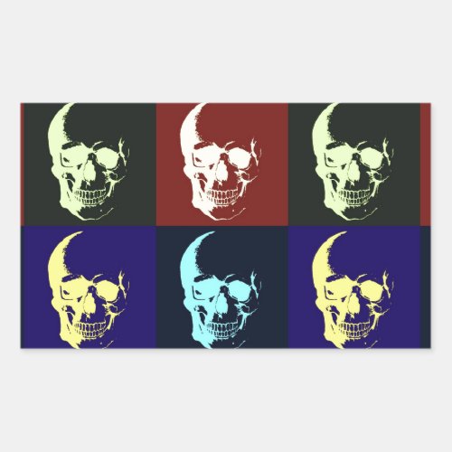 Pop Art Skull Rectangular Sticker