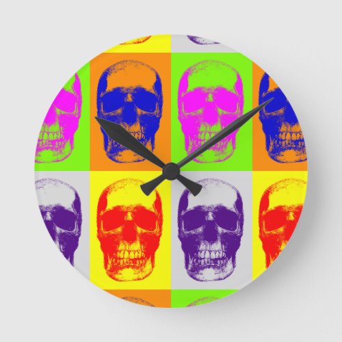 Pop Art Skull Round Clock