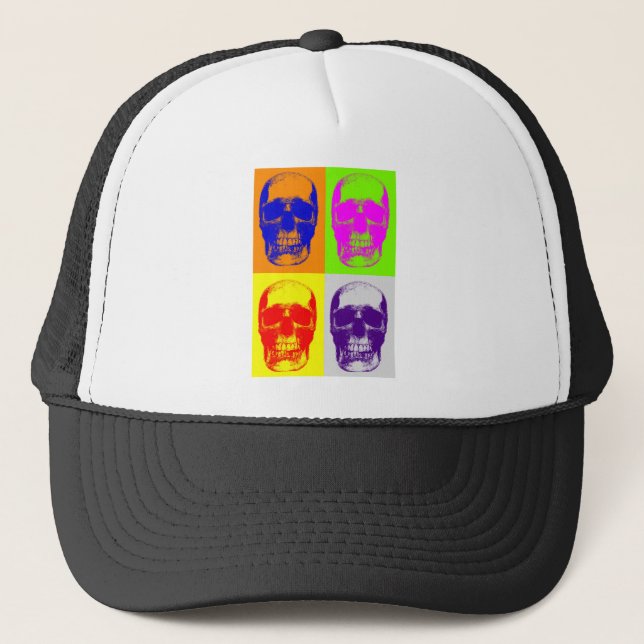 Pop Art Skull Trucker Hat (Front)