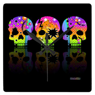 Pop Art SKULLS WALL CLOCK