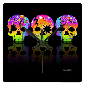 Pop Art SKULLS WALL CLOCK