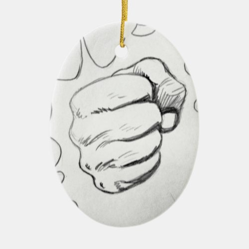 Pop Art Smash Punch Pencil Sketch Ceramic Ornament