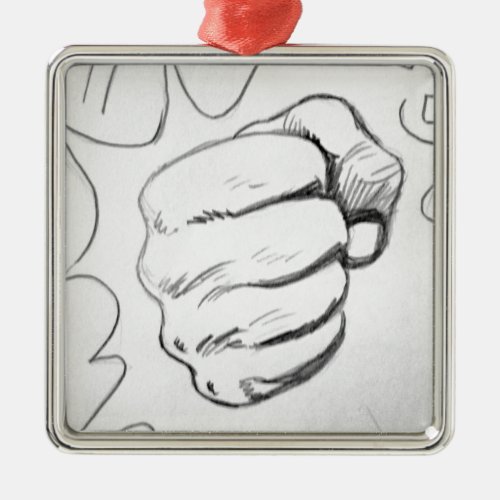 Pop Art Smash Punch Pencil Sketch Metal Ornament