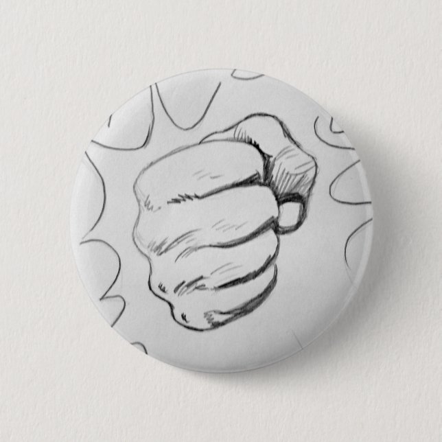 Pop Art Smash Punch Pencil Sketch Pinback Button (Front)