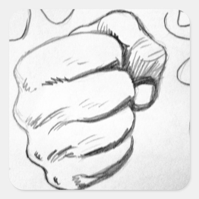Pop Art Smash Punch Pencil Sketch Square Sticker (Front)
