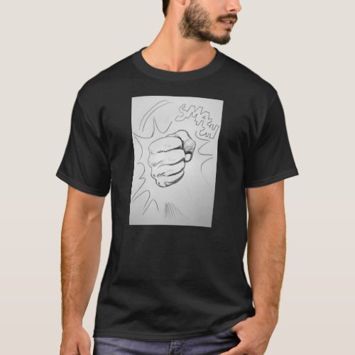 Pop Art Smash Punch Pencil Sketch T_Shirt