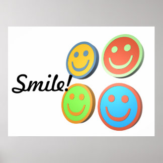 Pop art smiling faces poster