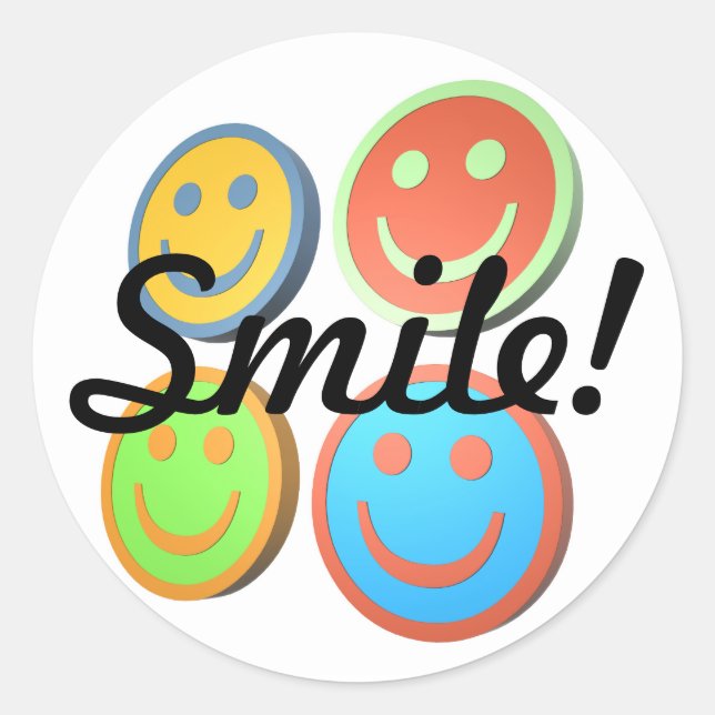 Pop art smiling faces stickers (Front)