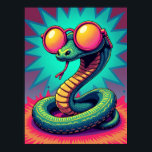 Pop Art Snake with Retro Rainbow Glasses Poster<br><div class="desc">Unleash your inner style icon with this poster starring the one and only Sly, the Sassy Serpent. Sly isn’t just an animal; he's a trendsetter, a purveyor of retro chic who knows how to accessorize. This illustration captures Sly in his element, coiled effortlessly around a pair of oversized, rainbow-tinted glasses...</div>