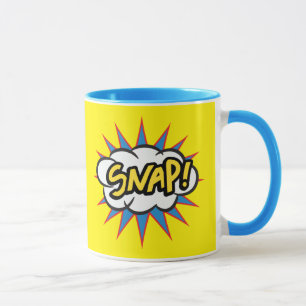Pop art snap yellow and blue mug