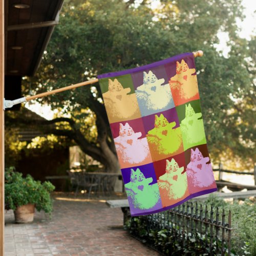 Pop Art Snow Kitty House Flag