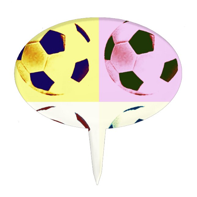 Pop Art Soccer Balls Cake Topper (Front)