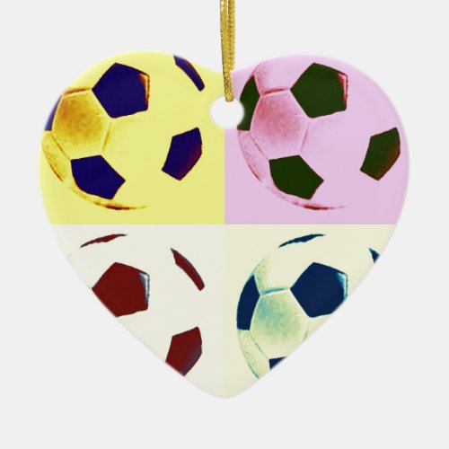 Pop Art Soccer Balls Ceramic Ornament