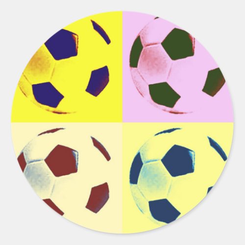 Pop Art Soccer Balls Classic Round Sticker