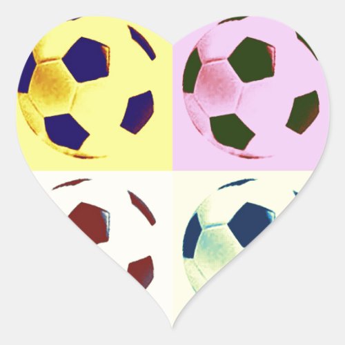 Pop Art Soccer Balls Heart Sticker