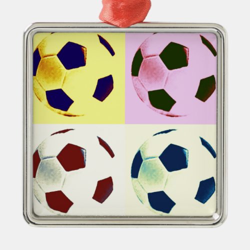 Pop Art Soccer Balls Metal Ornament