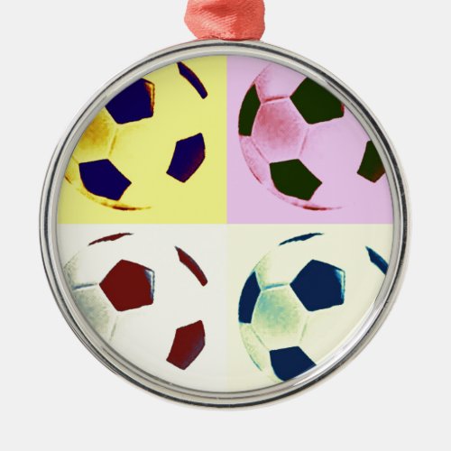 Pop Art Soccer Balls Metal Ornament