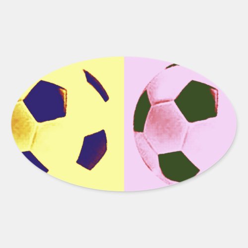 Pop Art Soccer Balls Oval Sticker