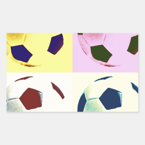 Pop Art Soccer Balls Rectangular Sticker