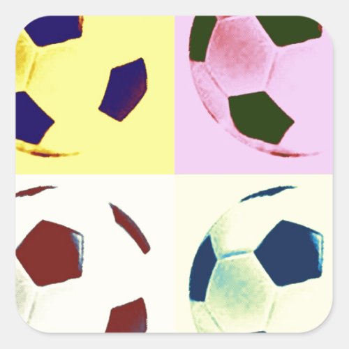 Pop Art Soccer Balls Square Sticker