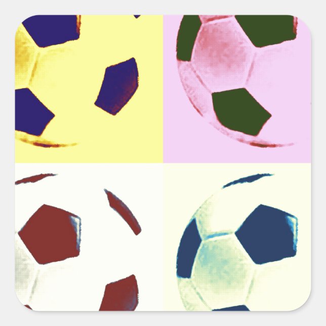 Pop Art Soccer Balls Square Sticker (Front)