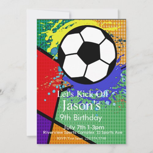 Pop Art Soccer Birthday Football Futbol  Invitation