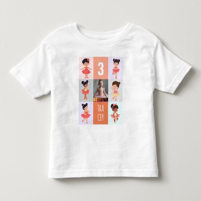 Pop Art Soft Pastel Baby Ballerina Birthday Photo Toddler T-shirt (Front)