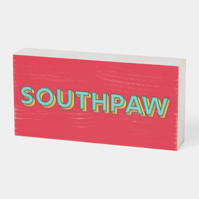 Pop Art Southpaw Wooden Box Sign (Angled Horizontal)