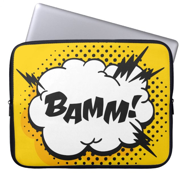 Pop art speech bubble drawing with text. Cartoon s Laptop Sleeve (Front)