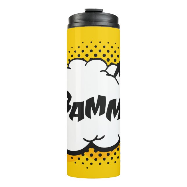 Pop art speech bubble drawing with text. Cartoon s Thermal Tumbler (Front)