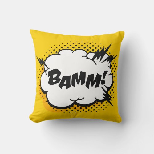 Pop art speech bubble drawing with text Cartoon s Throw Pillow