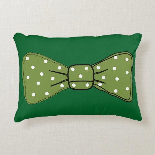 Pop Art Spotty Green Bow Tie Accent Pillow