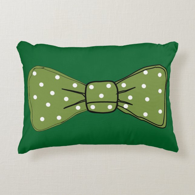 Pop Art Spotty Green Bow Tie Accent Pillow (Front)