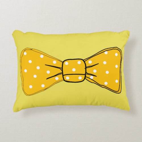Pop Art Spotty Yellow Bow Tie Accent Pillow