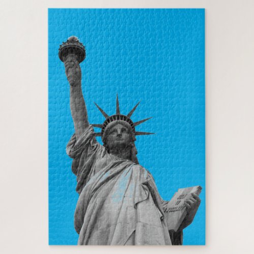 Pop Art Statue of Liberty Blue Grey New York Jigsaw Puzzle