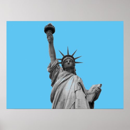 Pop Art Statue of Liberty Blue Greyscale New York Poster